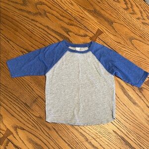Rabbit Skins Kids Blue and Gray Raglan 3/4 length sleeve Tee size 2